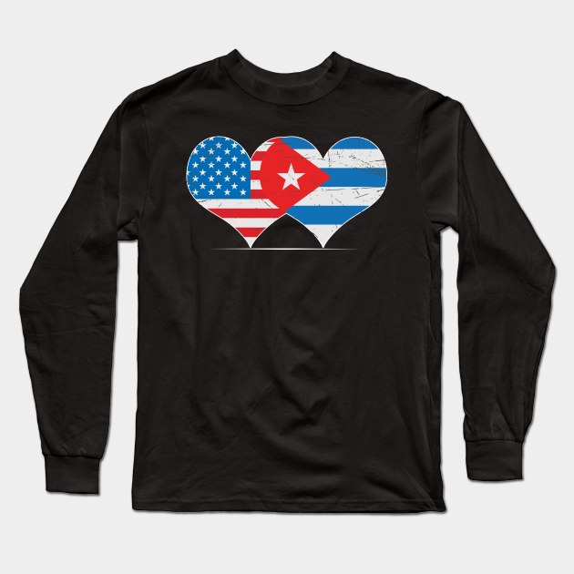 Half American Cuban Flag Long Sleeve T-Shirt by sumikoric